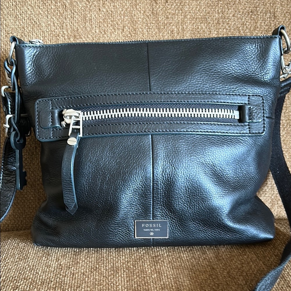 Fossil Black Leather Crossbody Bag